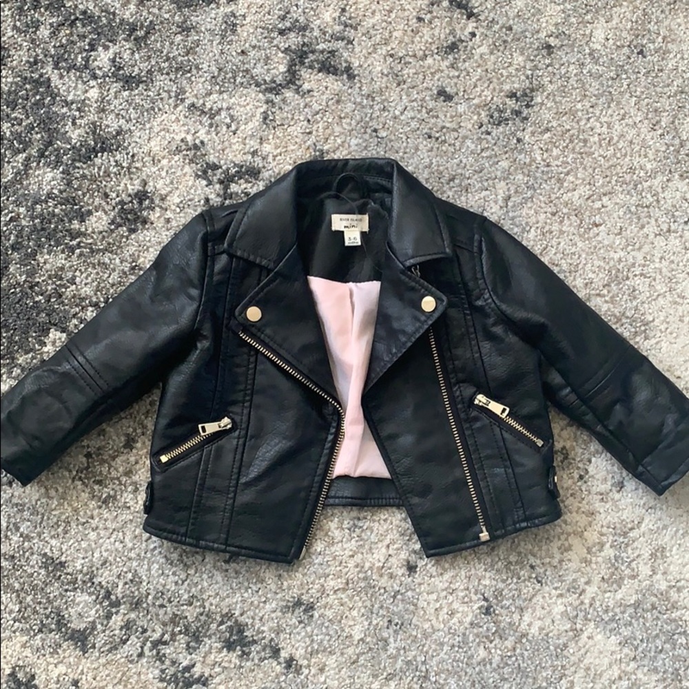 Faux leather infant jacket!